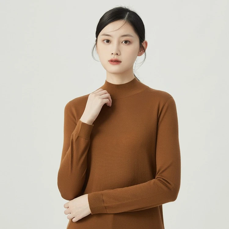 绵绵甜巧 | 百搭舒适保暖纯色高领长袖针织衫1399330堆堆领