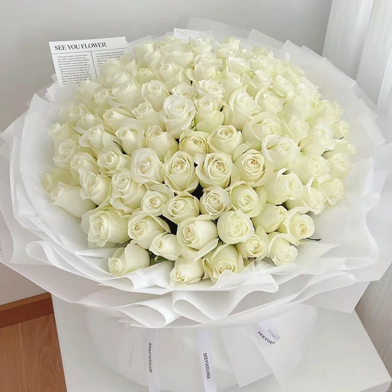 【美好的爱情】99朵白玫瑰花束送老婆女朋友爱人恋人表白约会告白求婚生日礼物附近鲜花小时达同城配送上门