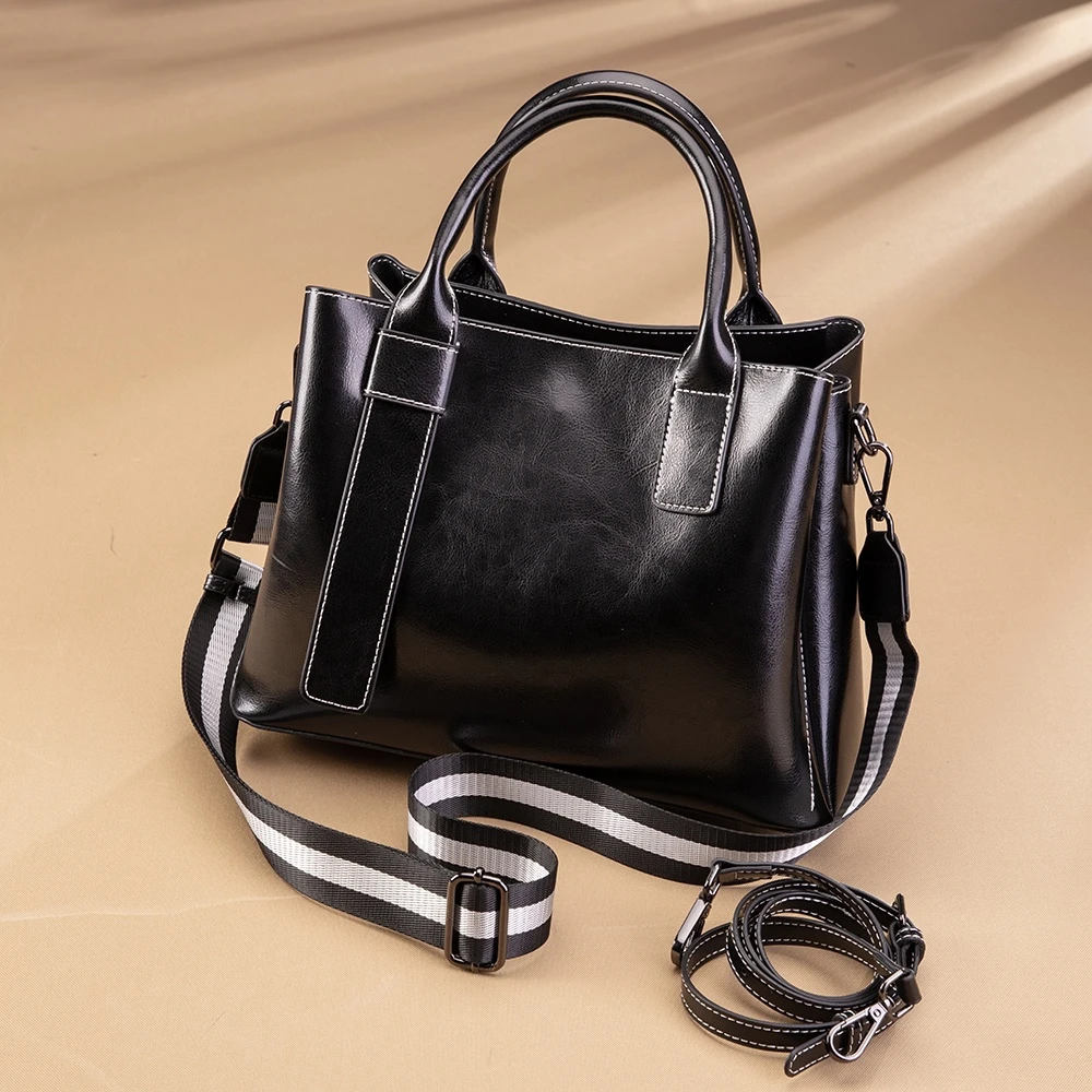 真皮包女士时尚托特包单肩手提包气质小众大容量通勤真皮女包6002