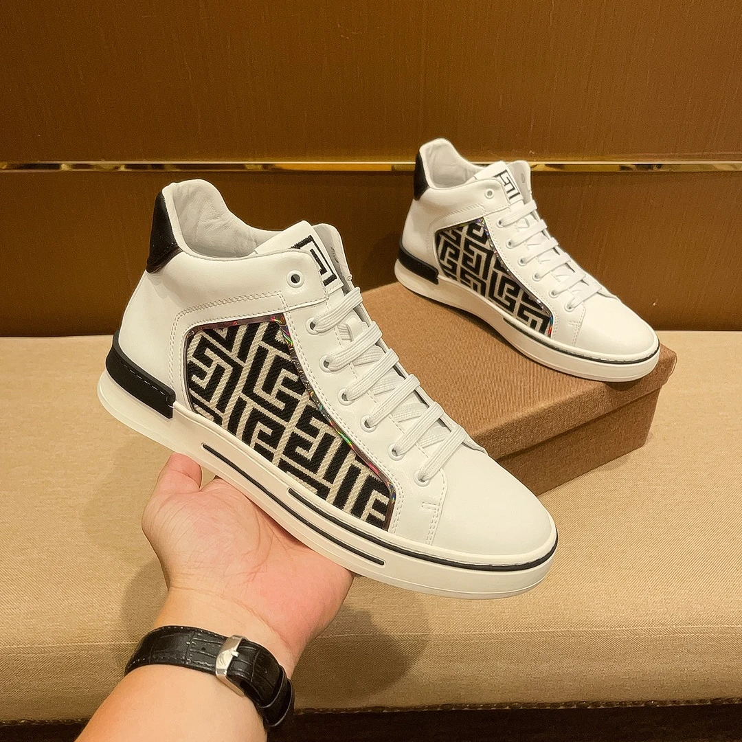 欧洲站2024高帮鞋潮鞋男士新款轻奢休闲板鞋冬季潮流时尚百搭透气