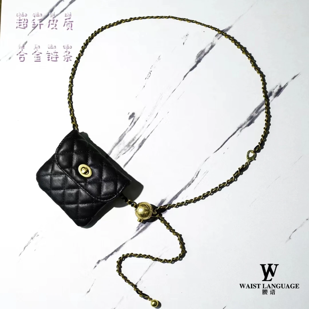 C004轻奢百搭腰包时尚黑色气质潮流洋气小众质感女士复古经典网红