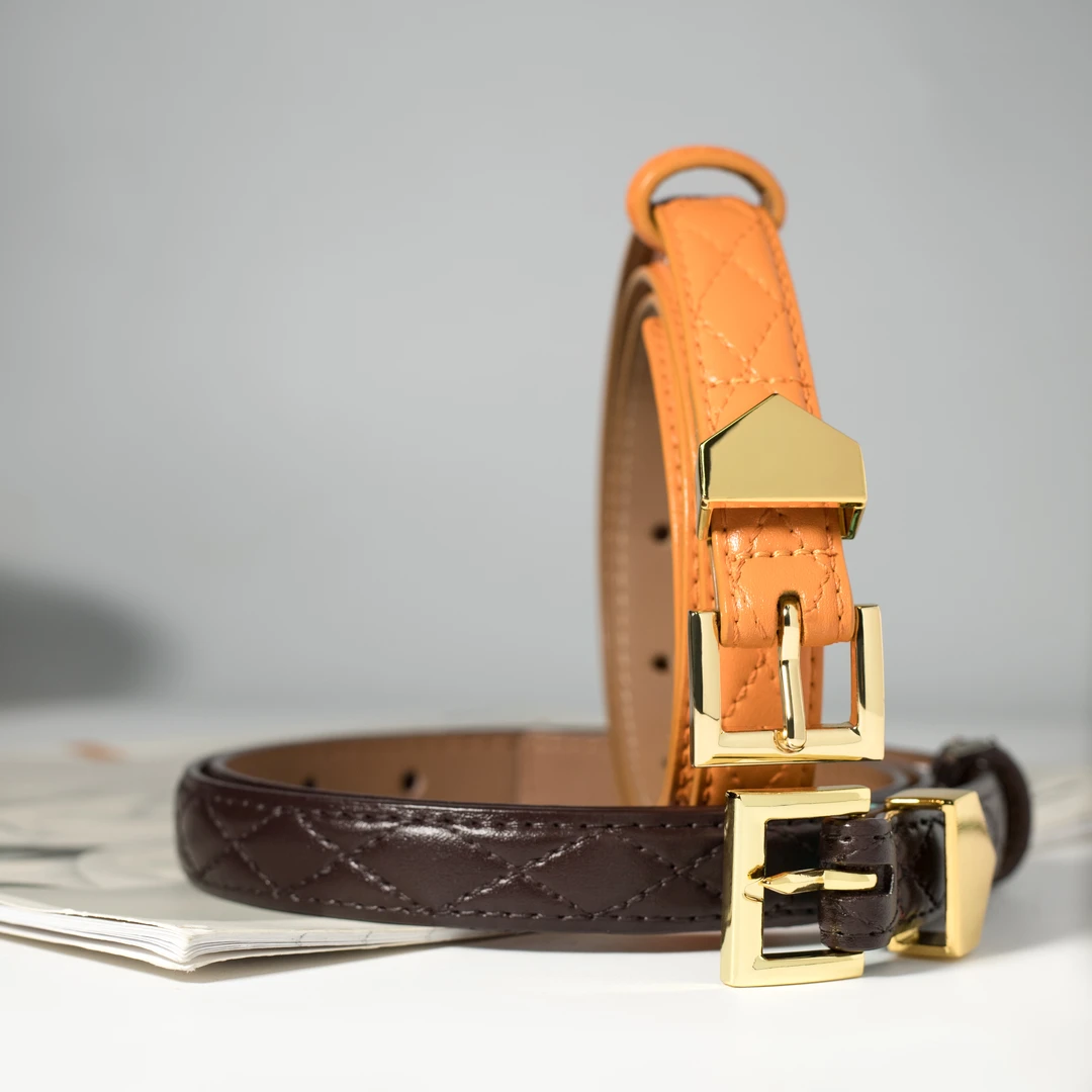 YY889099款 欧美经典气质网格走线百搭牛皮腰带