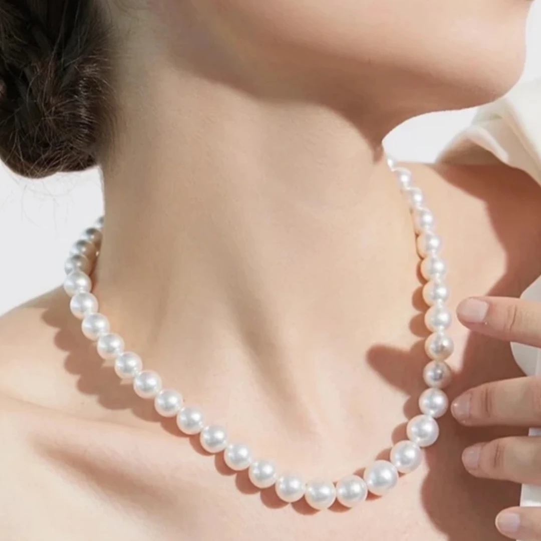 10-11mm淡水珍珠项链正圆极光经典时尚气质百搭高品质送妈妈礼物