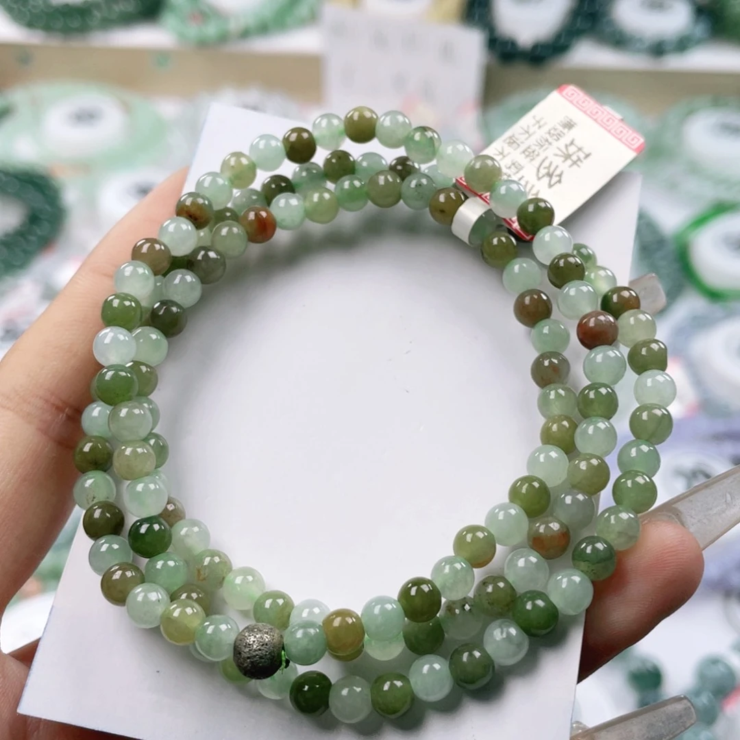 翡翠手链未镶嵌天然翡翠A货珠链卡5
