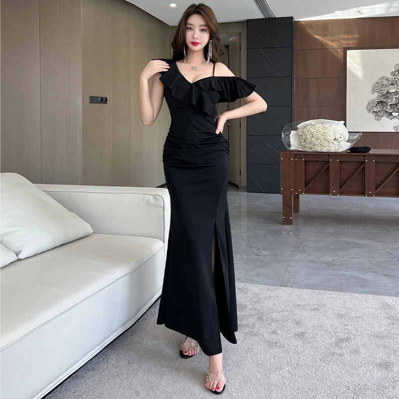 名媛内搭露肩性感吊带夜总店连衣裙高级感修身显瘦长裙夜场工作服