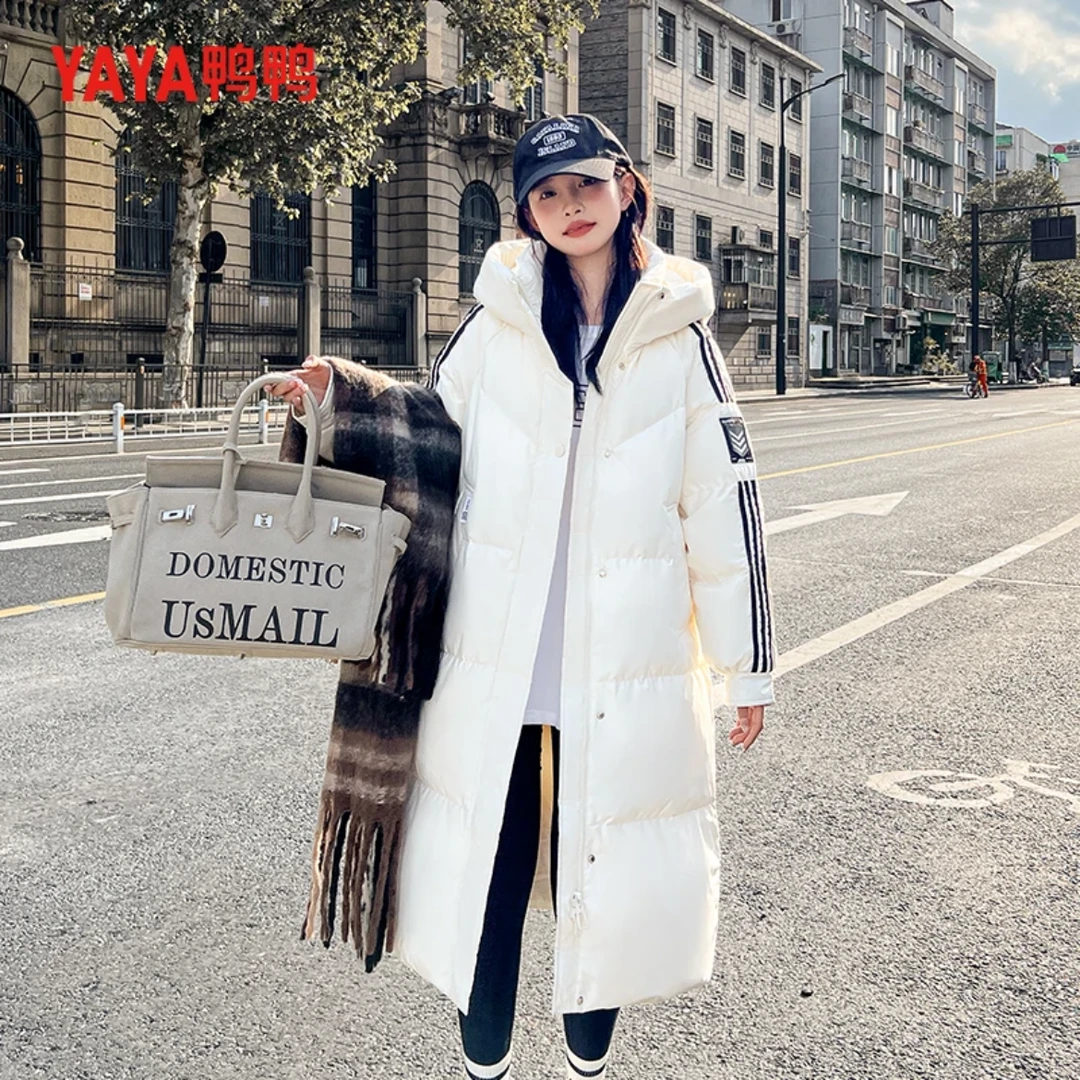 YAYA/鸭鸭情侣款登山羽绒服时尚男女加厚保暖冬季过膝中长款休闲