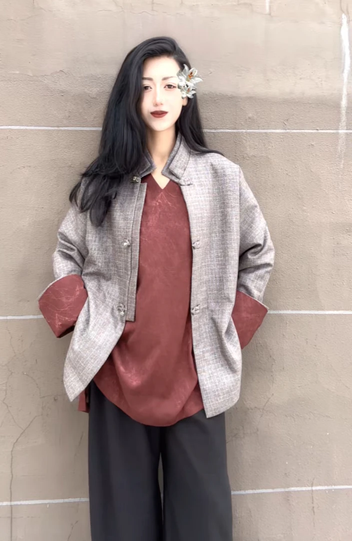 女士外套经典藏式款复古简约高级感灰色