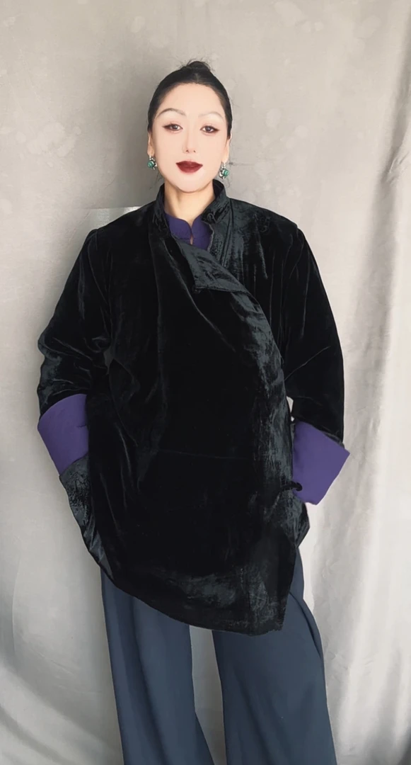 女士外套经典藏式款复古黑色冬款