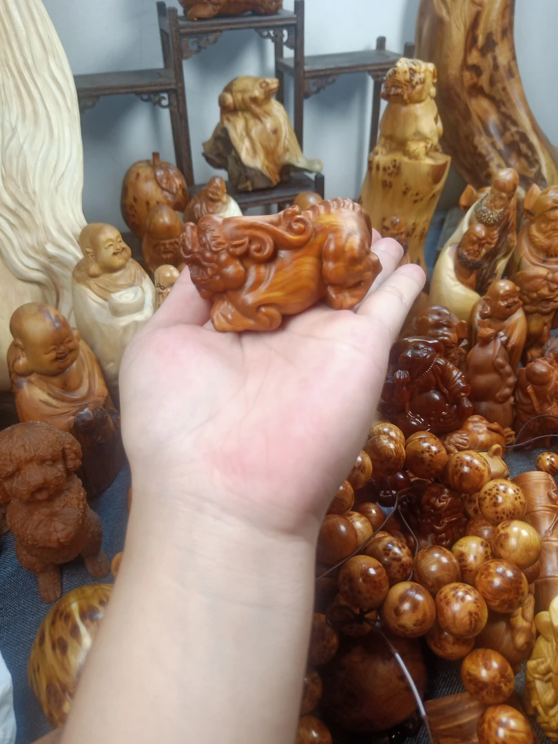 加大高油貔貅手把件木雕工艺品摆件