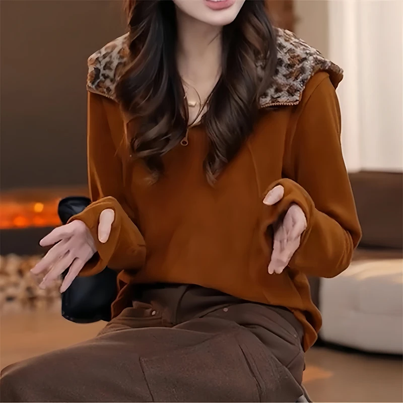 2025春季新款半拉链连帽卫衣女时尚洋气长袖上衣气质复古时髦外套