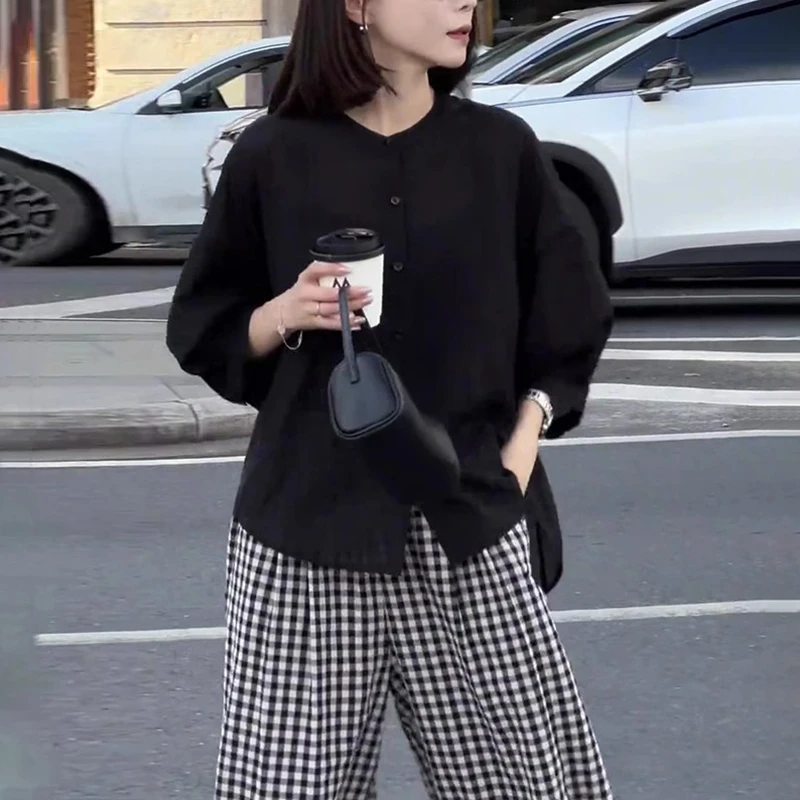 衬衣女款2025早春新款设计感上衣高级感宽松气质薄款七分袖衬衫女