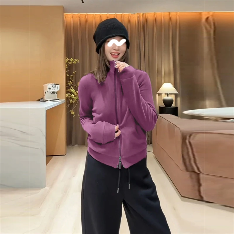 韩系慵懒风时尚女装春季新款立领拉链长袖卫衣纯色百搭气质上衣潮