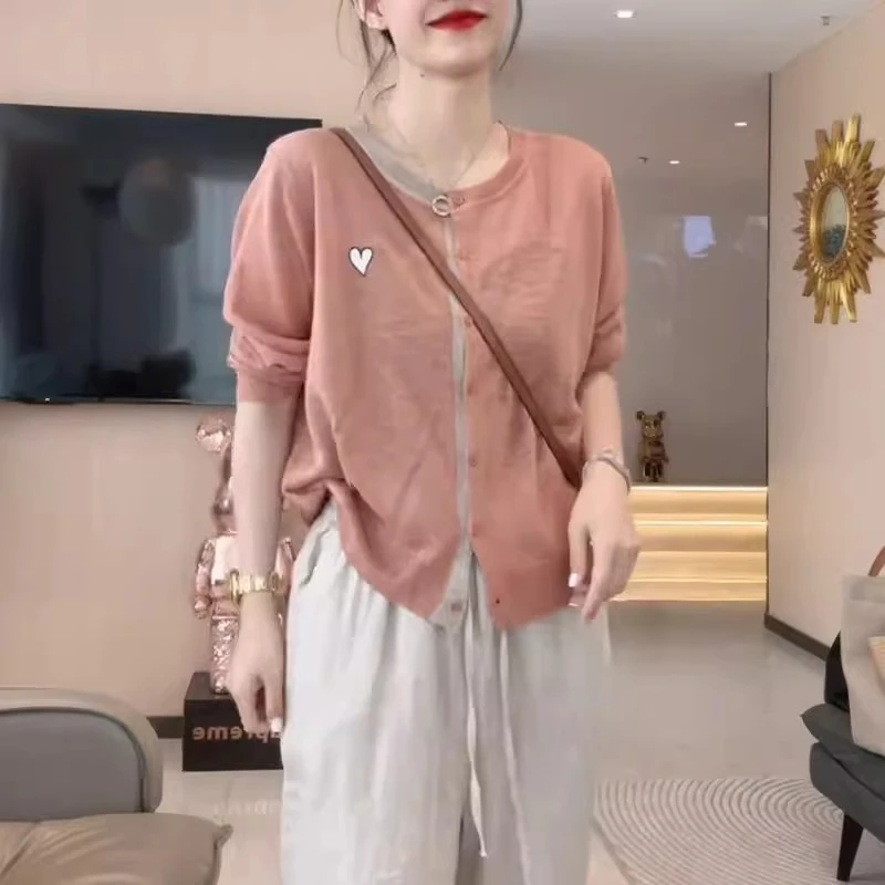 春季雅丹风针织衫女甜美减龄百搭开衫外套时尚拼色圆领长袖上衣潮