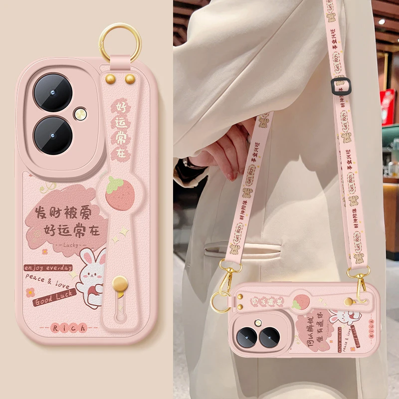 好运常在vivoy78手机壳y78+新款y78m小羊皮y78t斜跨腕带硅胶软壳