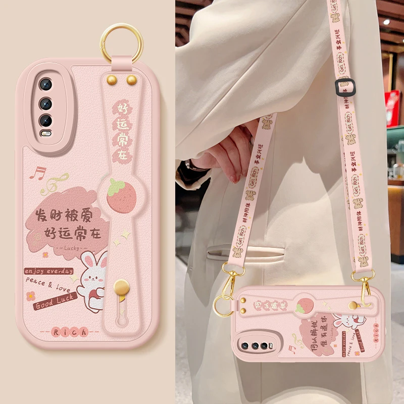 好运常在vivoy77手机壳y77e新款y71t小羊皮腕带y72t女y70t女y77t