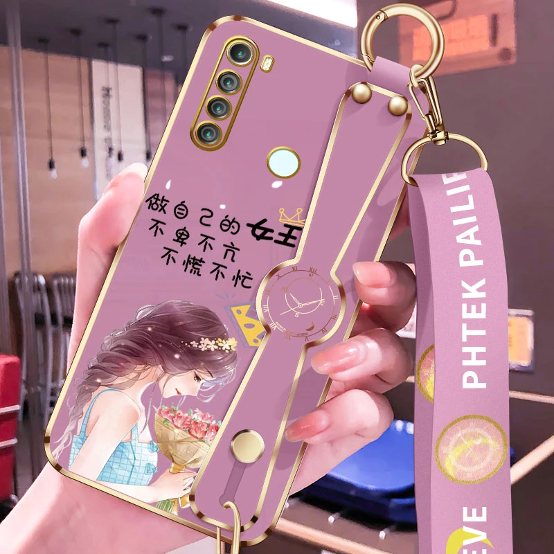 小米红米note8pro手机壳新款note8女王note7pro电镀斜挎腕带挂绳n