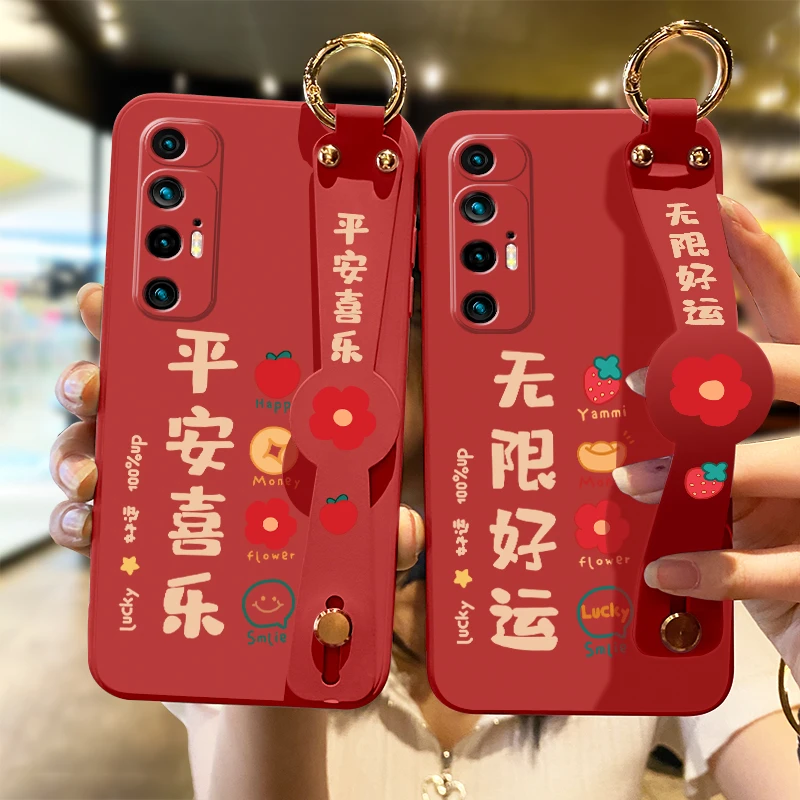 小米10s手机壳新款小米10腕带挂绳无限好运新年液态硅胶软壳10pro
