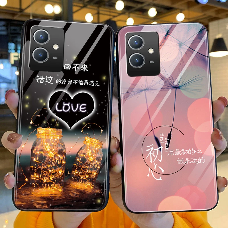 vivoy52t手机壳新款简约LOVE钢化Y52t玻璃壳硅胶软壳VIVO镜头全包