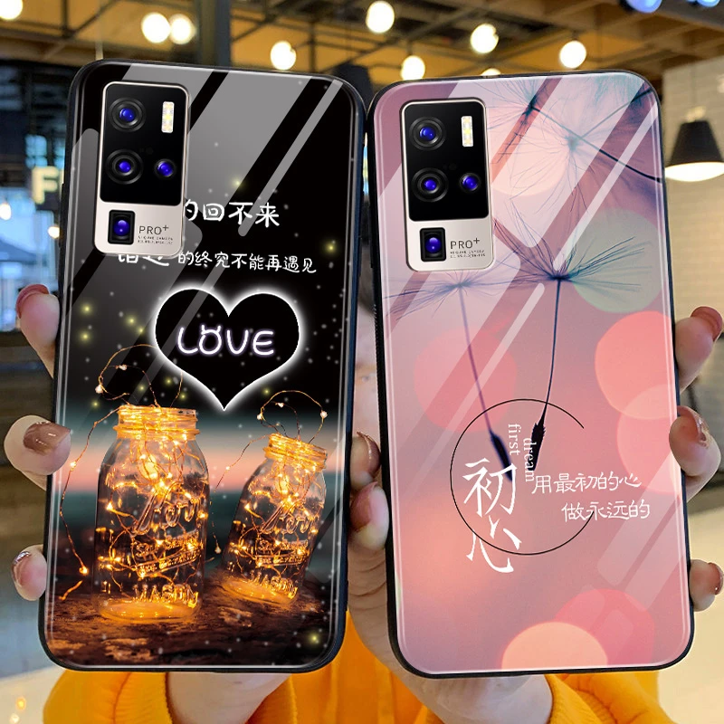 vivox50手机壳新款x50pro可爱LOVE玻璃壳VIVO镜头x50pro+全包软硅