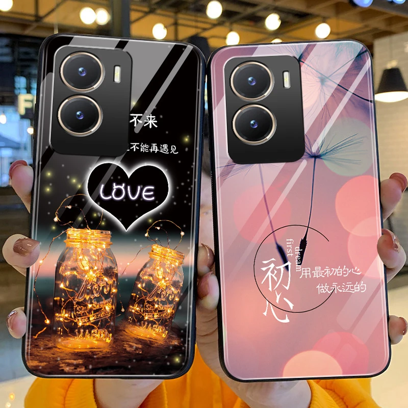 vivoy35手机壳新款vivoY35简约LOVE钢化玻璃Y35壳硅胶软壳男镜头