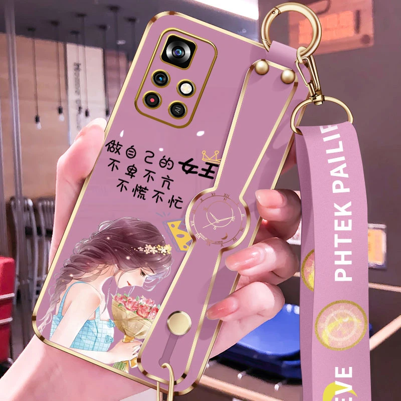 小米红米note11手机壳新款note11pro女王电镀斜挎腕带挂绳11pro+