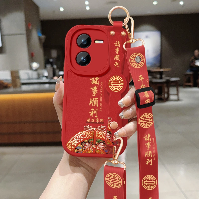 诸事顺利iqooz8手机壳新款iqooz8x小羊皮斜挎腕带全包防摔保护套