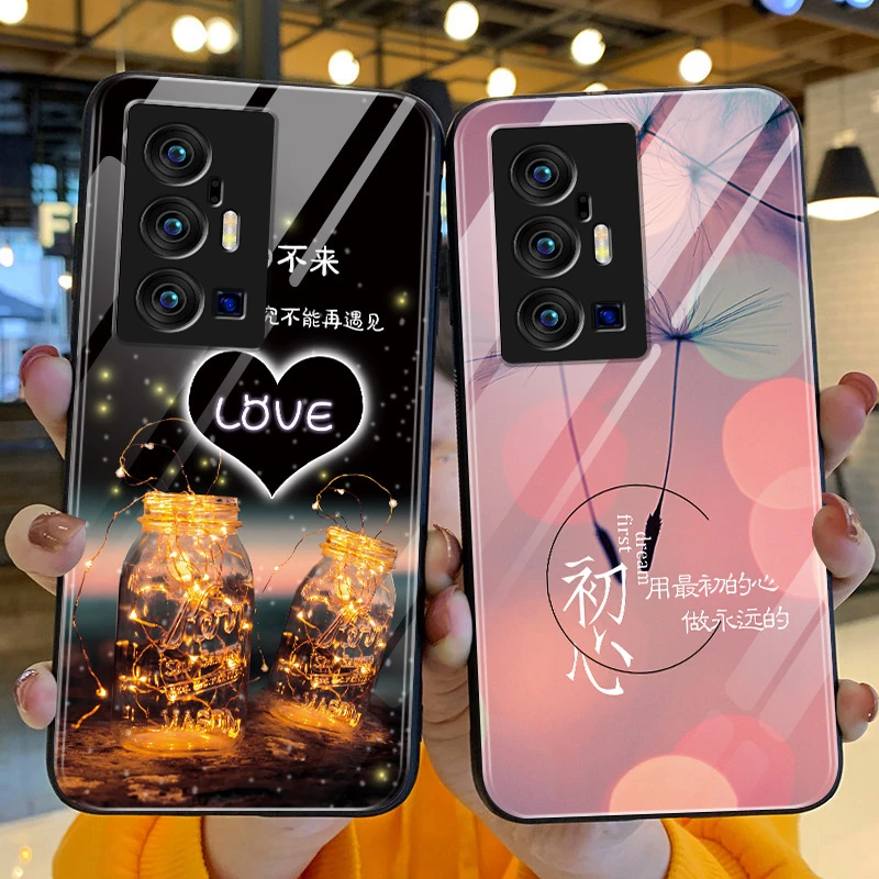 vivox70手机壳新款x70pro简约LOVE玻璃壳VIVO防摔软X70个性创意PR
