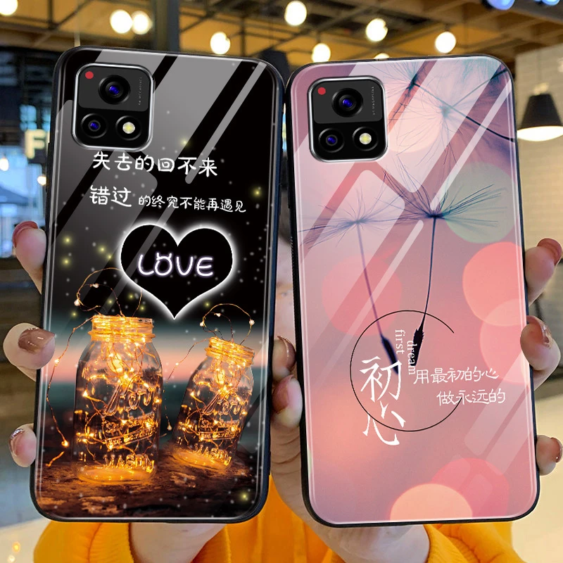 vivoy52s手机壳新款Y52S可爱LOVE玻璃壳VIVO镜头全包软硅胶防摔个