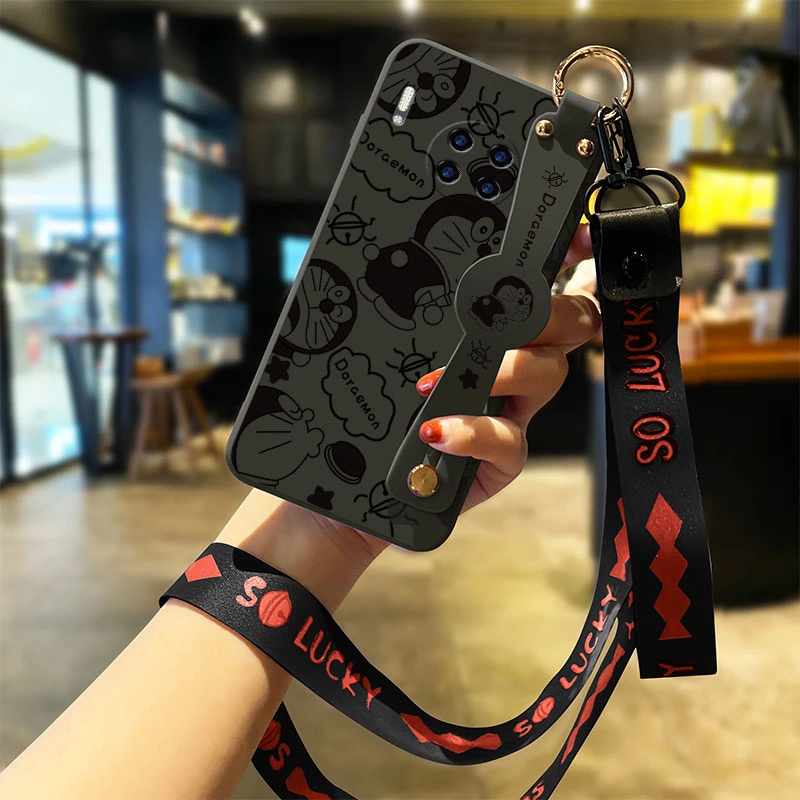 机器猫华为mate30pro手机壳女mate30腕带挂绳液态硅胶mt30镜头全