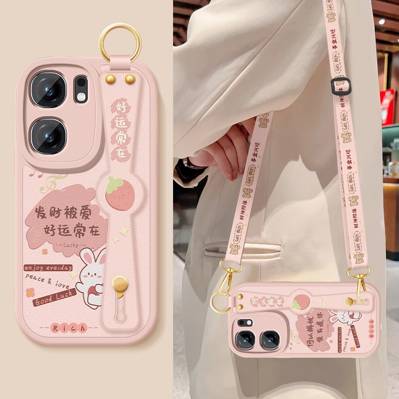 好运常在iqooneo9手机壳新款iqooneo9pro小羊皮腕带硅胶全包软壳