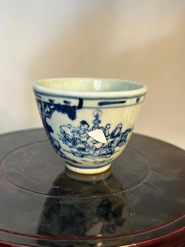 老青花合欢图茶杯容量100毫升景德镇陶瓷手绘釉下彩主人杯老物件