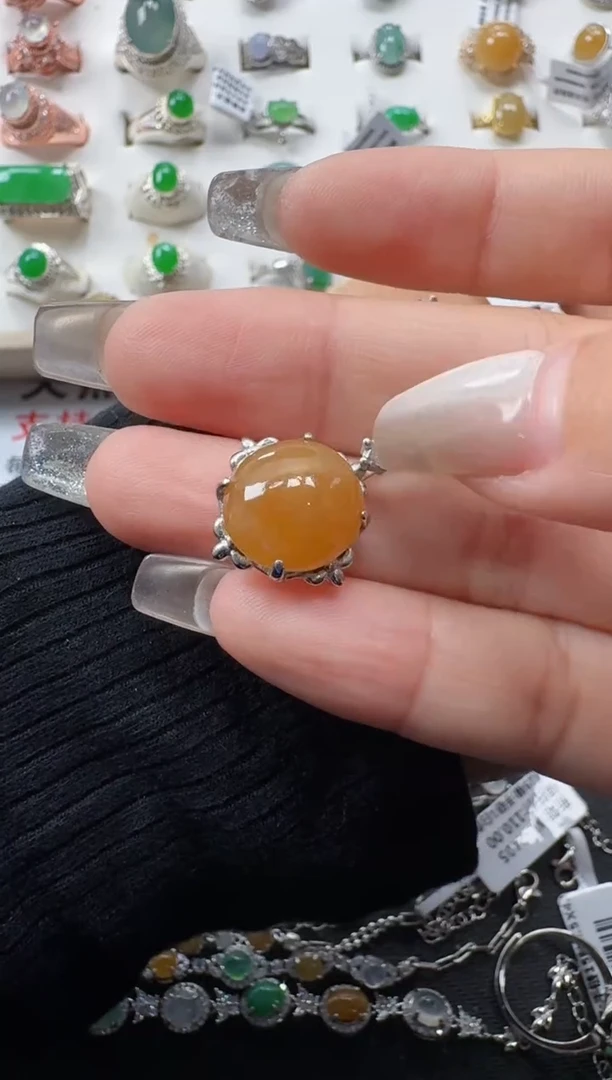 【闪购商品】翡翠戒指银S925镶嵌天然缅甸翡翠  戒指