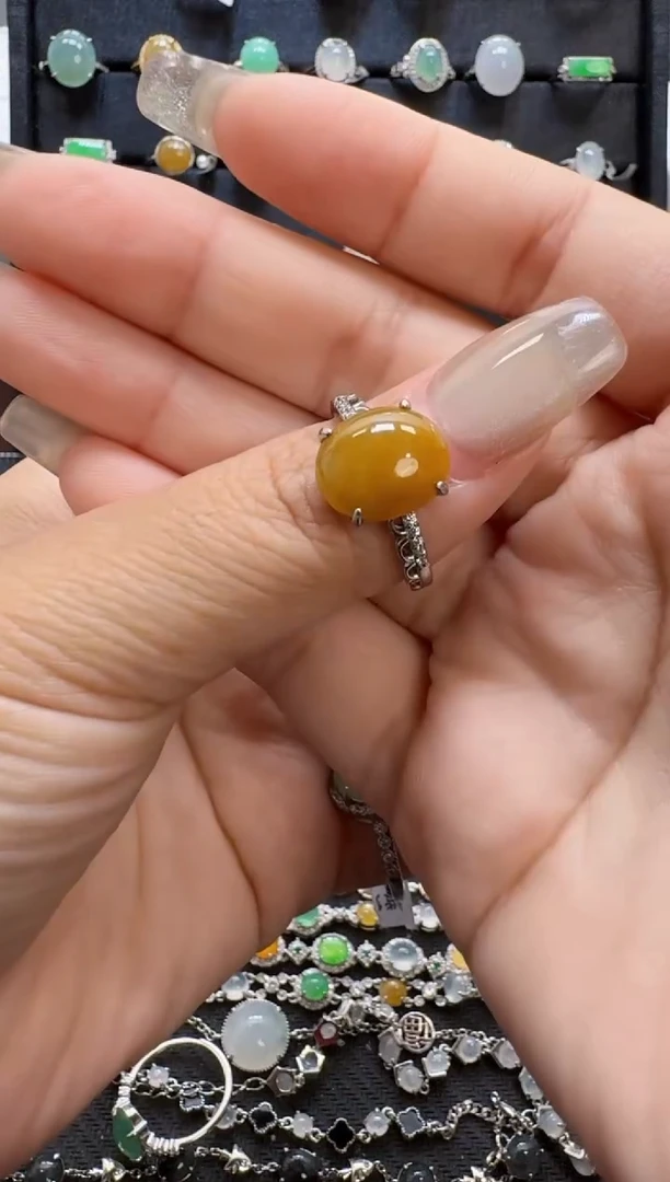 【闪购商品】翡翠戒指银S925镶嵌天然缅甸翡翠