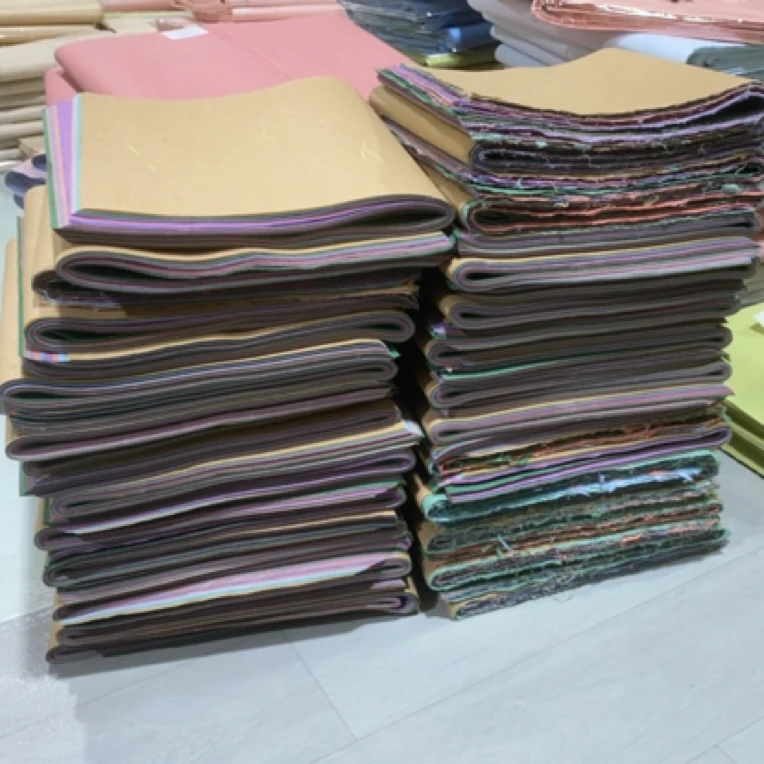 纯手工丝绒款纸边纸条彩色十色楮皮笺23*45cm50张