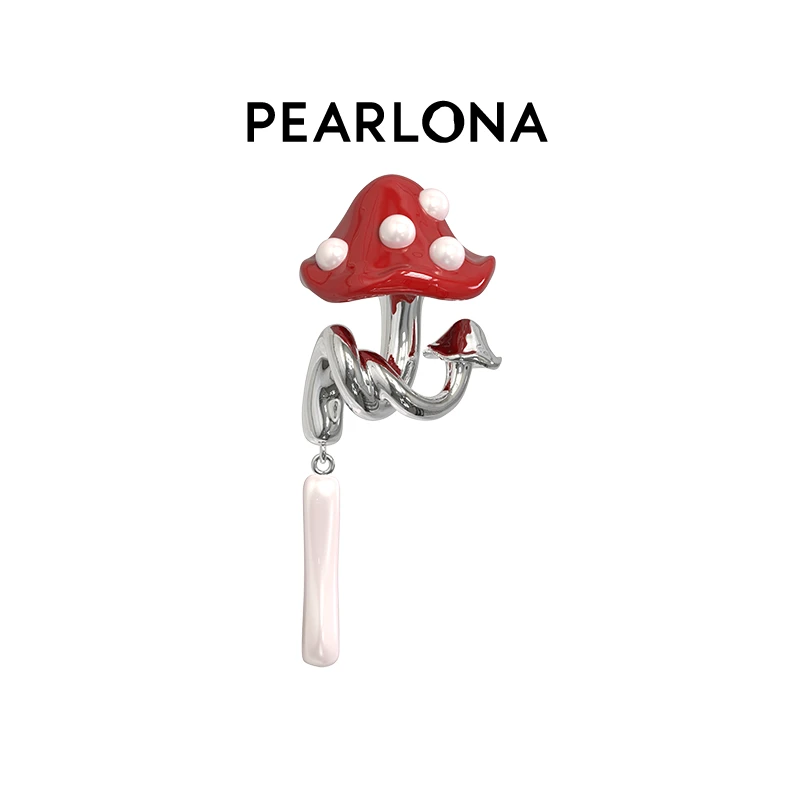 PEARLONA 铜合金胸针 危险花园淡水巴洛克女士膏菇胸针饰品