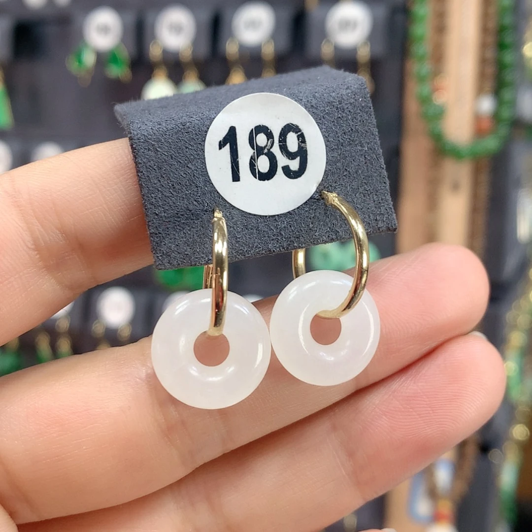 【闪购商品】和田玉耳饰18K金镶嵌S***y