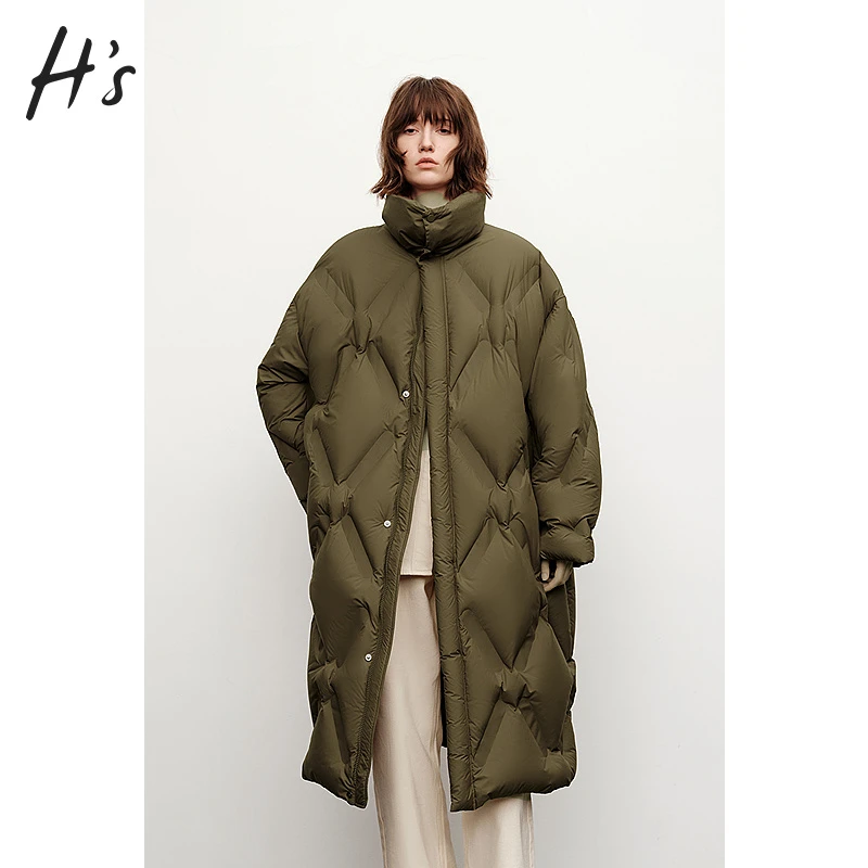 【商场同款】HS羽绒服2024冬新款蓬松轻薄高级长款上衣122410309029