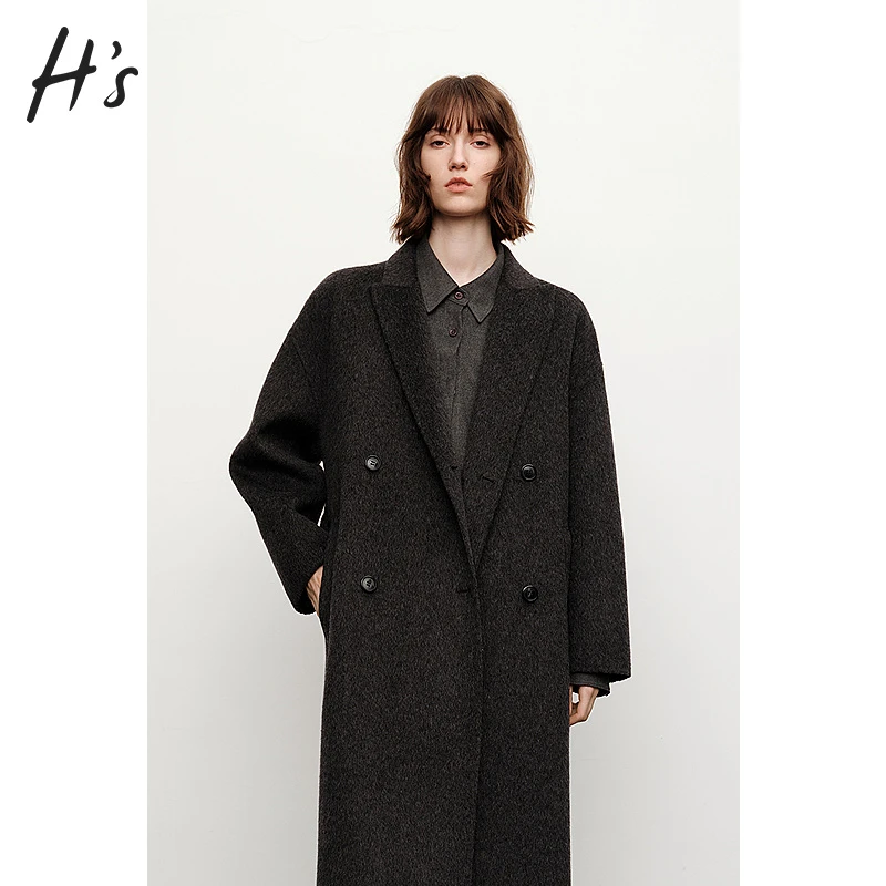 【商场同款】HS质感棉羊毛呢大衣2024冬新款女通勤外套112410208199