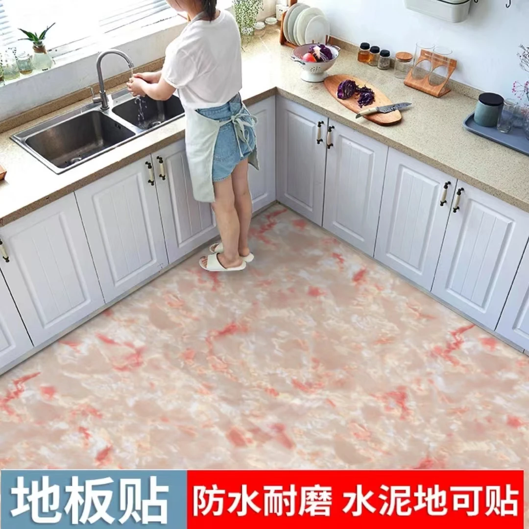 PVC大理石地板贴自贴客厅卧室厨房防水防滑地板革【加厚不加价】