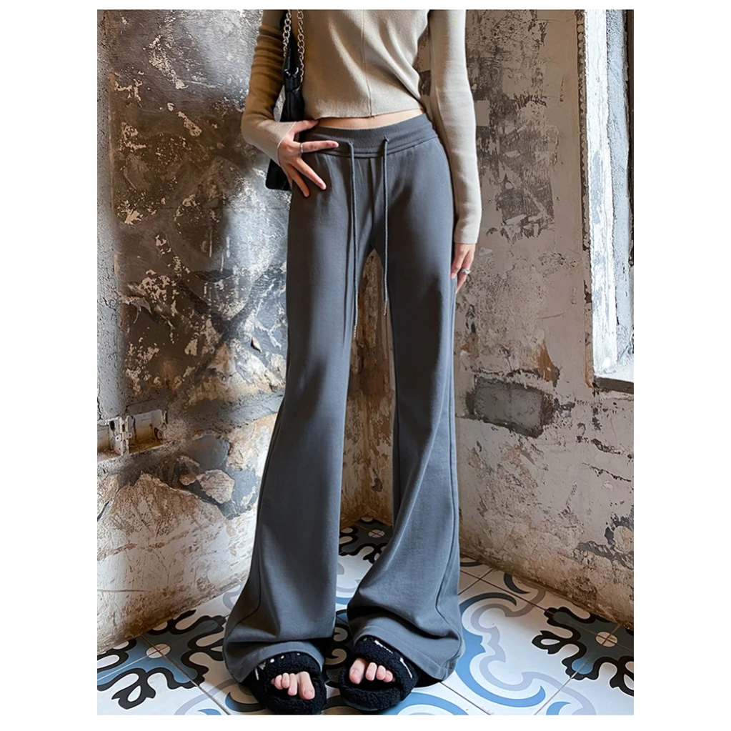 微喇叭休闲裤女2023新款秋冬季加绒加厚拖地裤美式微喇瑜伽运动裤