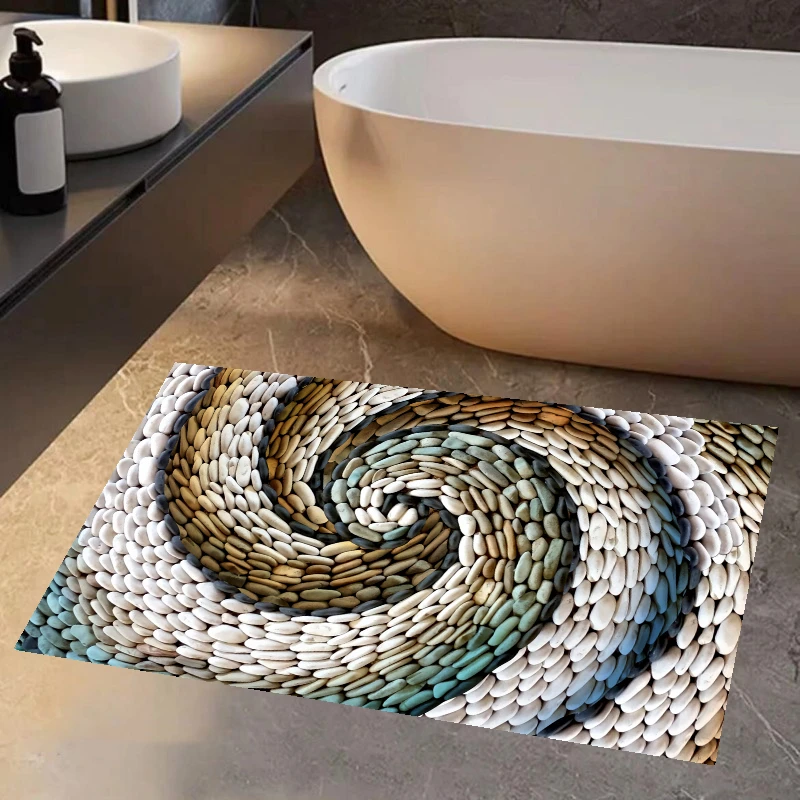 水晶绒 水云小石头家用浴室卫生间防滑地垫简约脚垫进门入户门垫