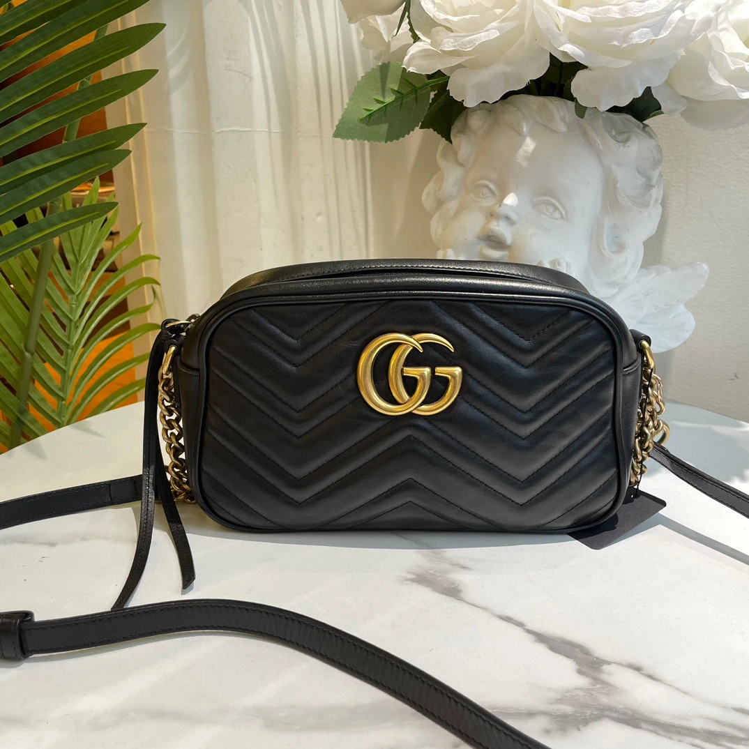 95新 GUCCI/古驰 御古屋/63614/大号黑金马蒙相机