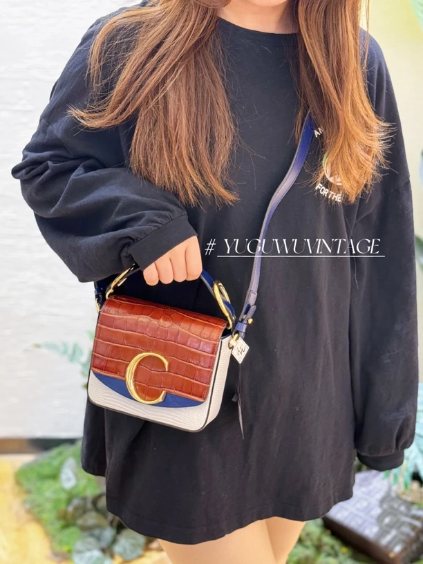 95新 Chloe/蔻依 御古屋/86640/压鳄纹C bag斜挎包