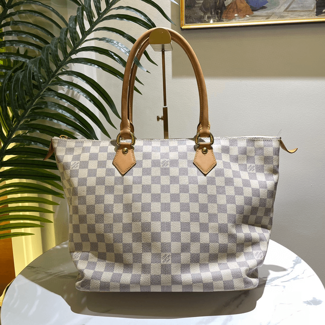 95新 LouisVuitton/路易威登 御古屋/52540/白棋盘格购物袋