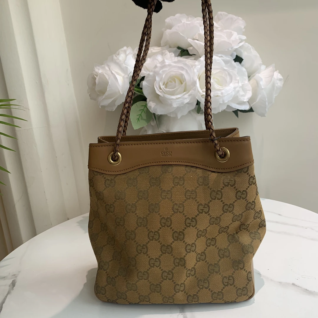 90新 GUCCI/古驰 御古屋/87178帆布单肩托特