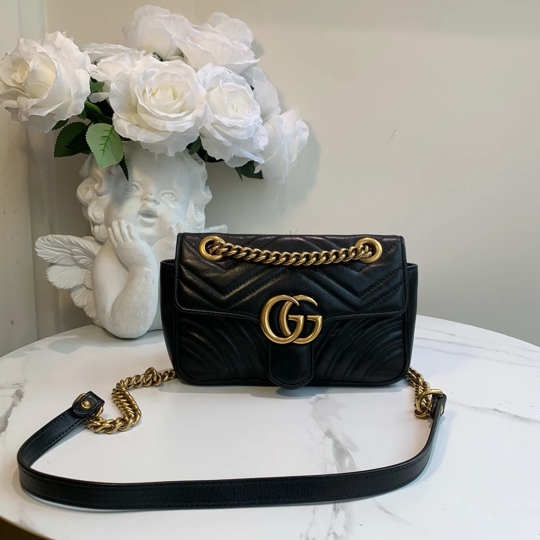 95新 GUCCI/古驰 御古屋/88624/马蒙22黑金包