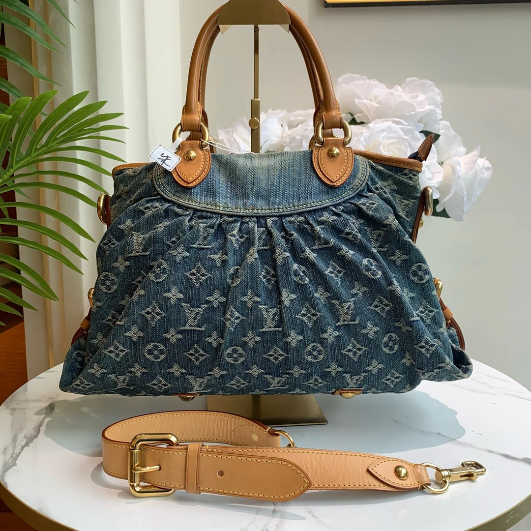 95新 LouisVuitton/路易威登 御古屋/93328/单宁牛仔单肩包