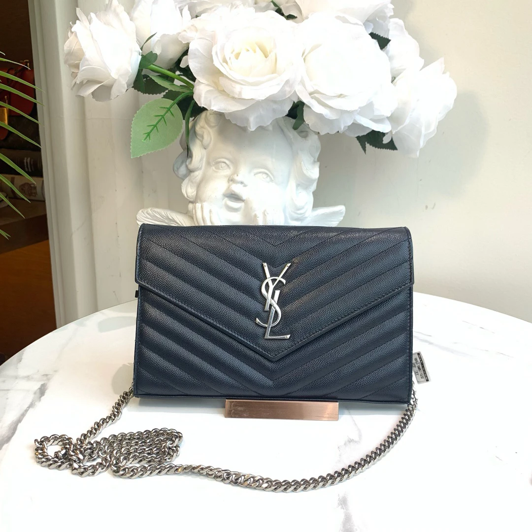 95新 YSL/圣罗兰 御古屋/16295/蓝色woc斜挎包