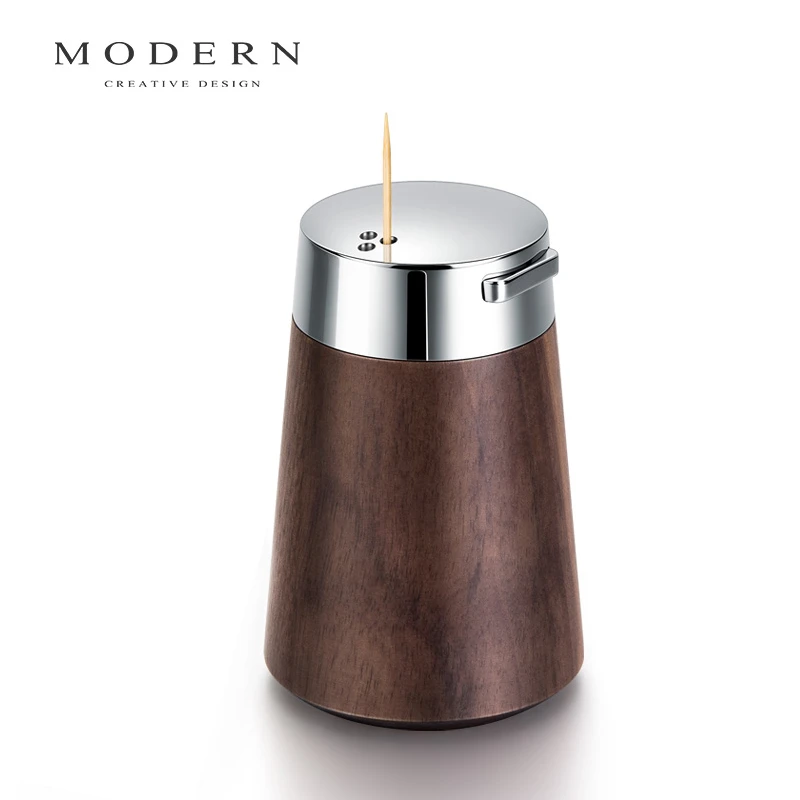 摩登MODERN原创轻奢胡桃木按压防尘防灰密封牙签盒简约装饰居家饰