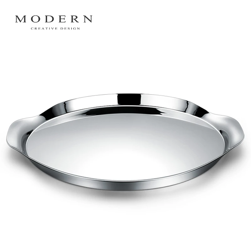 摩登MODERN北欧西餐餐盘轻奢不锈钢圆形酒店托盘家用酒具甜品盘